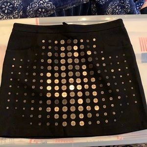 Vivienne Tam black wool skirt with metal sequin details